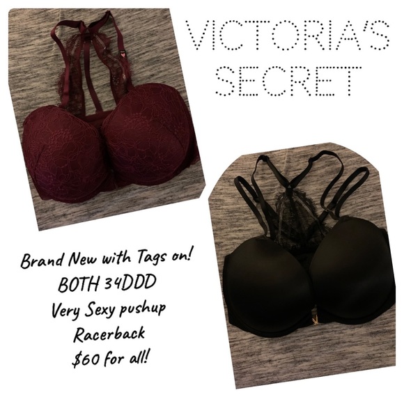 BRAND NEW VS BRAS 34DDD- front close - push up- lace racer back VERY SEXY - Picture 1 of 11